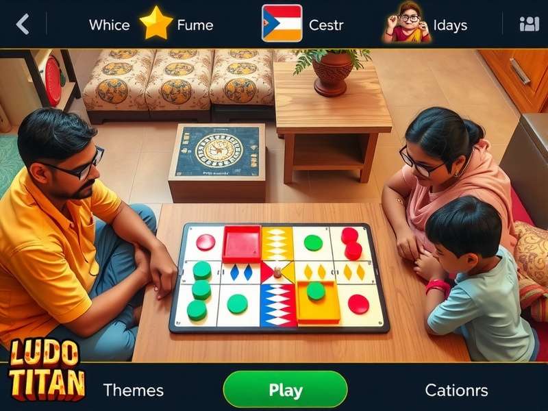 Ludo Titan gameplay screenshot showing colorful board and tokens