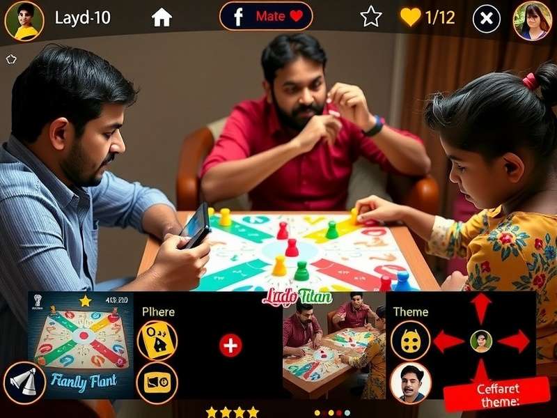 Indian family playing Ludo Titan together on mobile devices